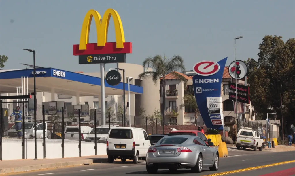 Engen Katherine Street project with completed forecourt signage in Sandton