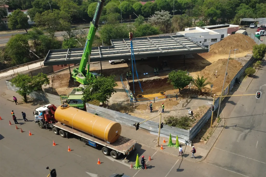 fuel station services South Africa - Fuel tank installation underway on the retail fuel station project Jeff Masemola