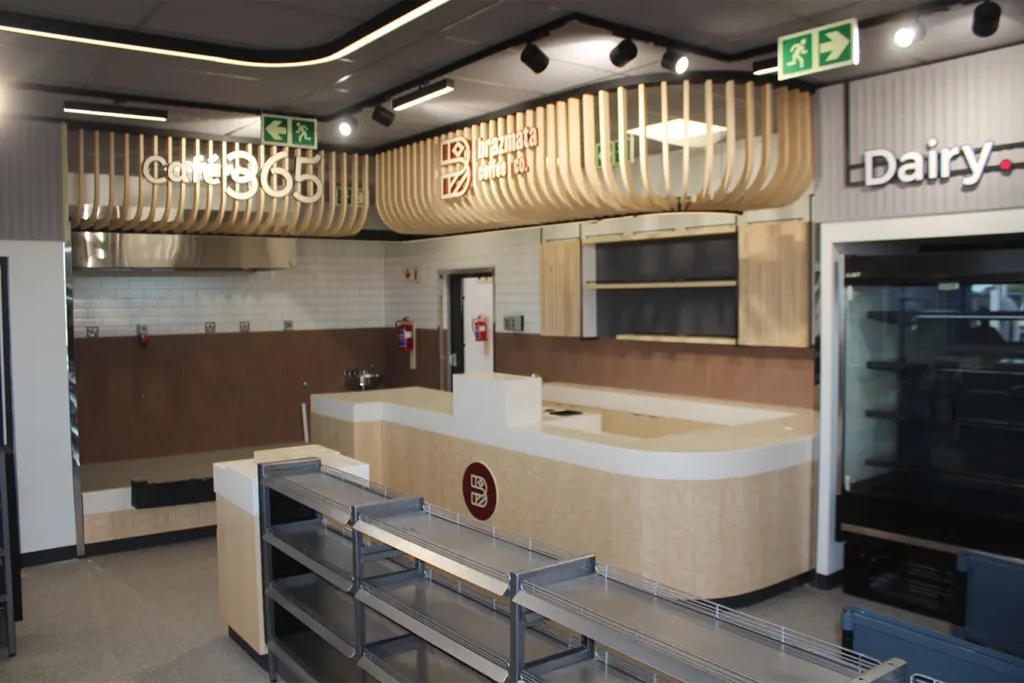 Retail fuel station project Carlswald Bakery 365 counter and display area inside the Carlswald Quickshop