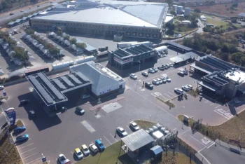Retail fuel station project Carlswald completed multi-tenant fuel station and convenience centre aerial panorama