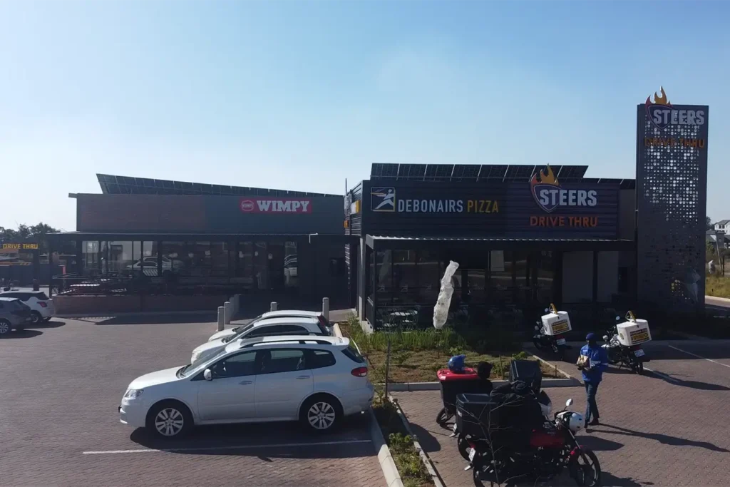 Retail fuel station project Carlswald Wimpy, Steers and Debonairs frontage at the completed development