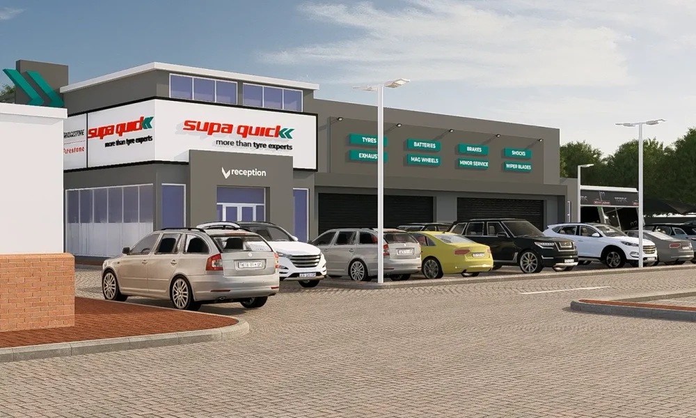 3D image of entrance of supa quick retail fuel station project Carlswald