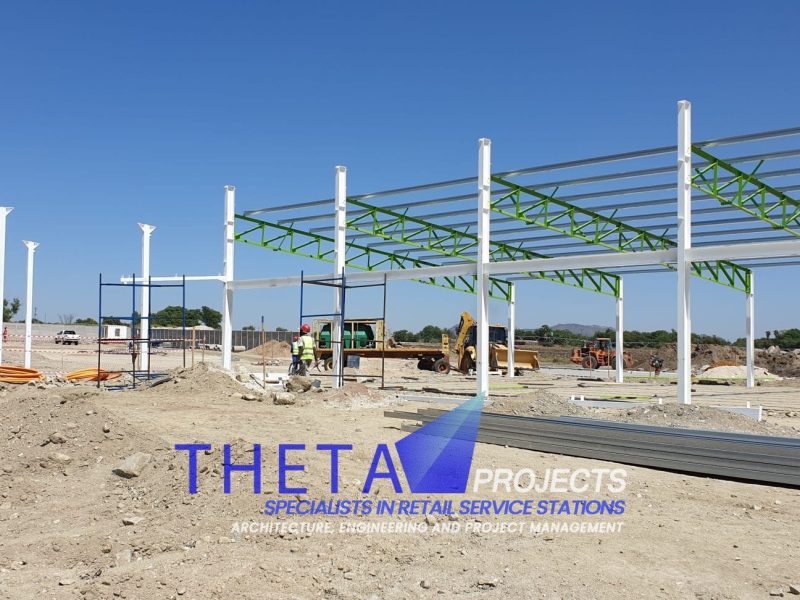 Theta Projects Brand New Site in Brits, North West Province for Client Econo. Building the canopy for petrol station 2