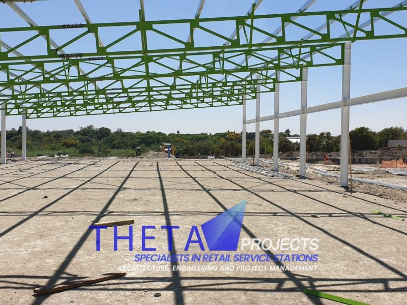 Theta Projects Brand New Site in Brits, North West Province for Client Econo. Building the canopy for petrol station 3
