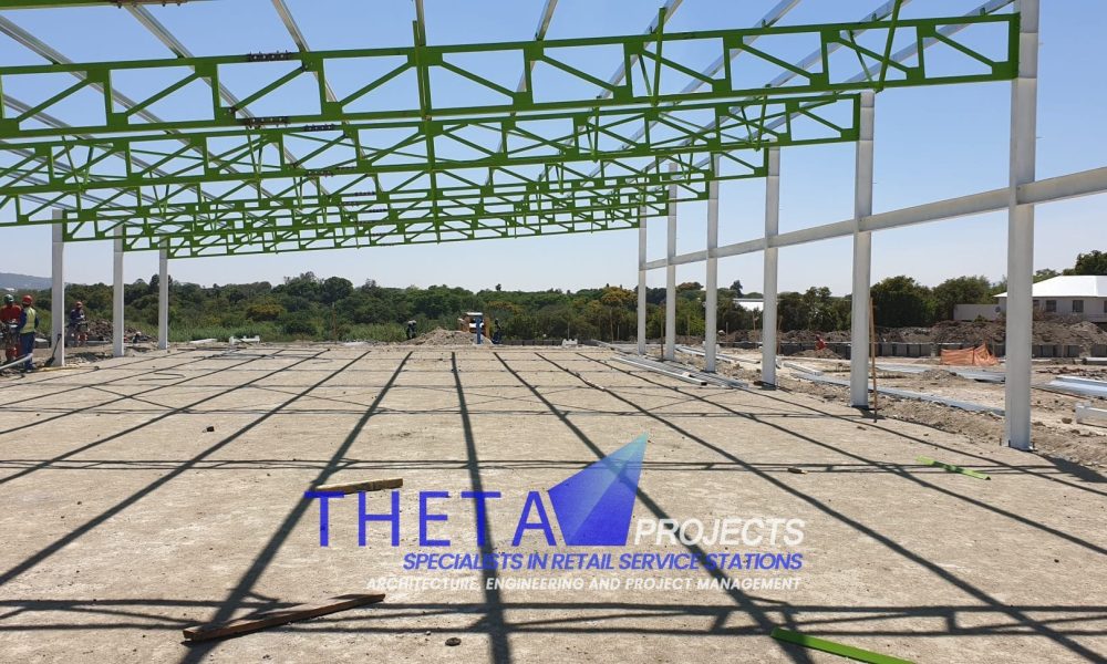 Theta Projects Brand New Site in Brits, North West Province for Client Econo. Building the canopy for petrol station 3