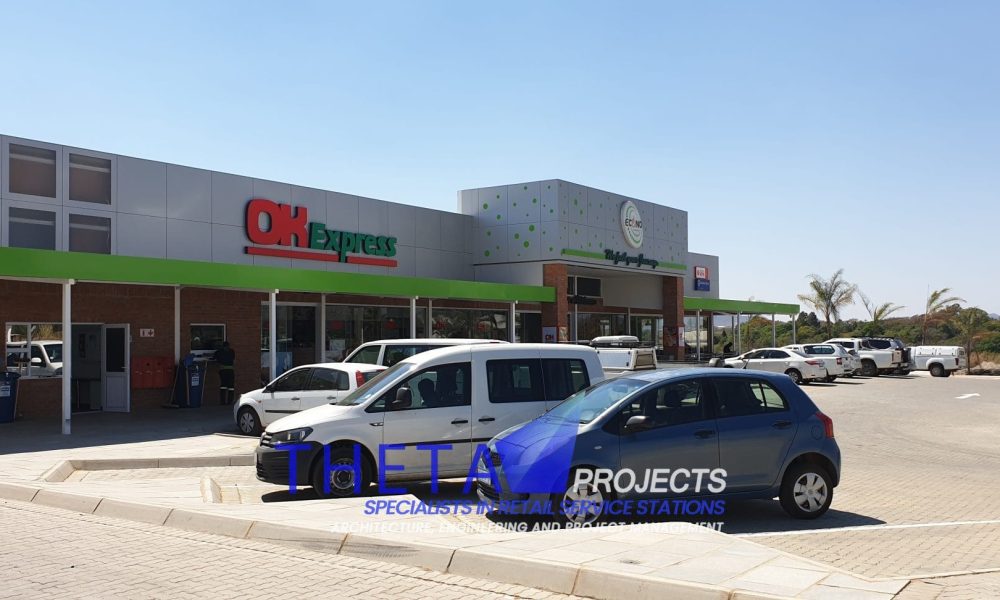 Theta Projects Brand New Site in Brits, North West Province for Client Econo. Finished construction and project for Petrol station