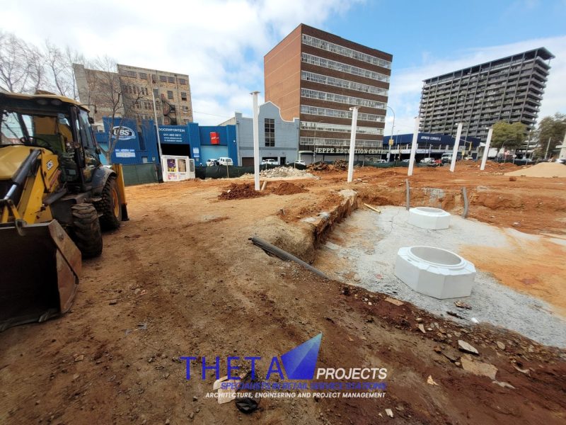 Theta Projects Brand New Site in Doornfontein for Client Ashtron, Petrol Station. Breaking Ground 1