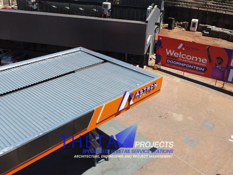 Theta Projects Brand New Site in Doornfontein for Client Ashtron. Finished Petrol Station Billboard
