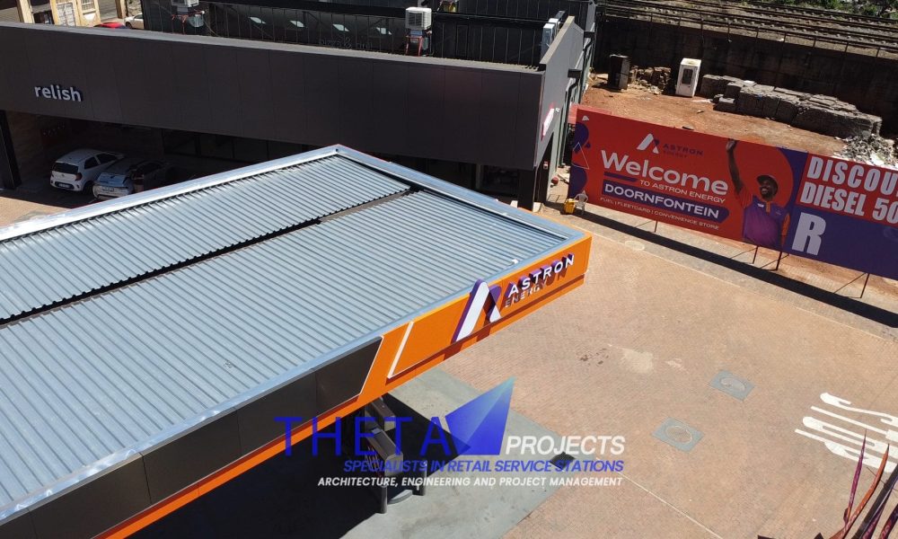 Theta Projects Brand New Site in Doornfontein for Client Ashtron. Finished Petrol Station Billboard