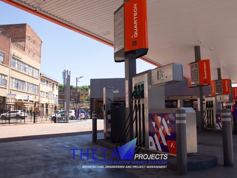 Theta Projects Brand New Site in Doornfontein for Client Ashtron. Finished Petrol Station Pumps