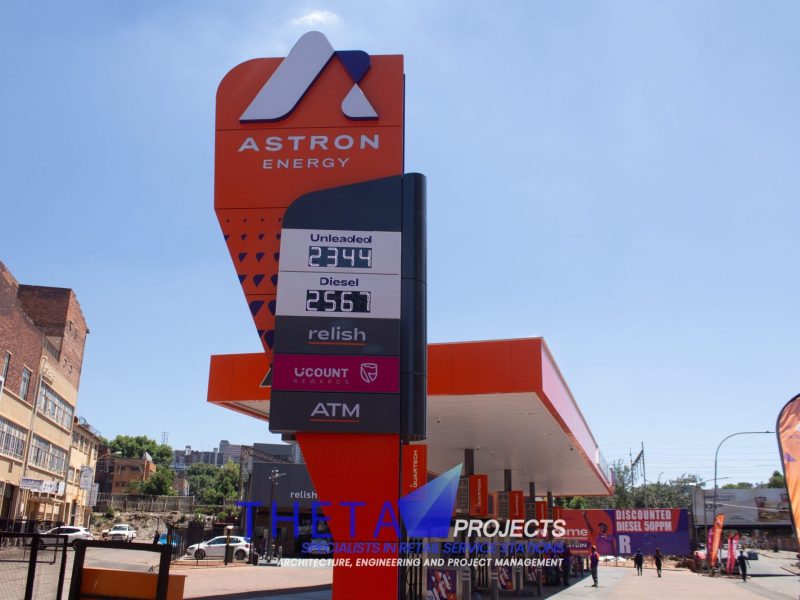 Theta Projects Brand New Site in Doornfontein for Client Ashtron. Finished Petrol Station Sign 2