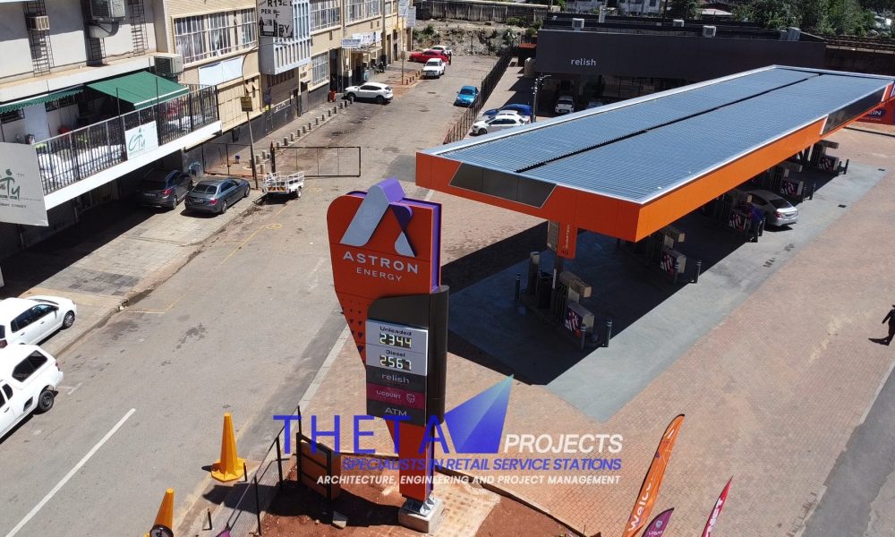 Theta Projects Brand New Site in Doornfontein for Client Ashtron. Finished Petrol Station Sign
