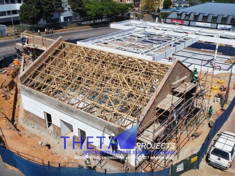 Theta Projects Brand New Site in Sunninghill, Gauteng Province. Development of Petrol station shop roof construction