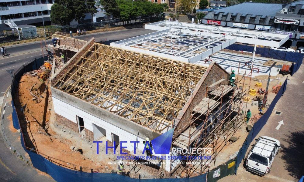 Theta Projects Brand New Site in Sunninghill, Gauteng Province. Development of Petrol station shop roof construction