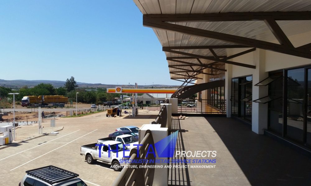 Theta Projects Brand New Site in Zeerust, North West Province for client Shell - Shell Ultra. Petrol station Pumps Finished construction balcony