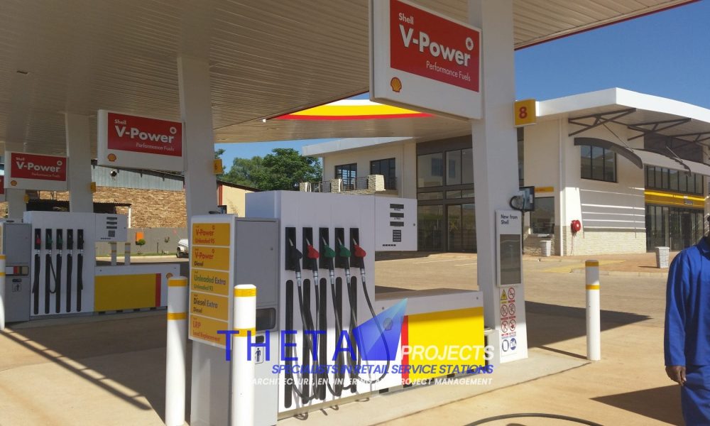 Theta Projects Brand New Site in Zeerust, North West Province for client Shell - Shell Ultra. Petrol station Pumps Finished construction