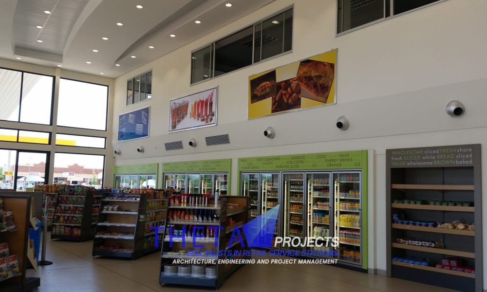 Theta Projects Brand New Site in Zeerust, North West Province for client Shell - Shell Ultra. Petrol station Pumps Finished construction shop 3