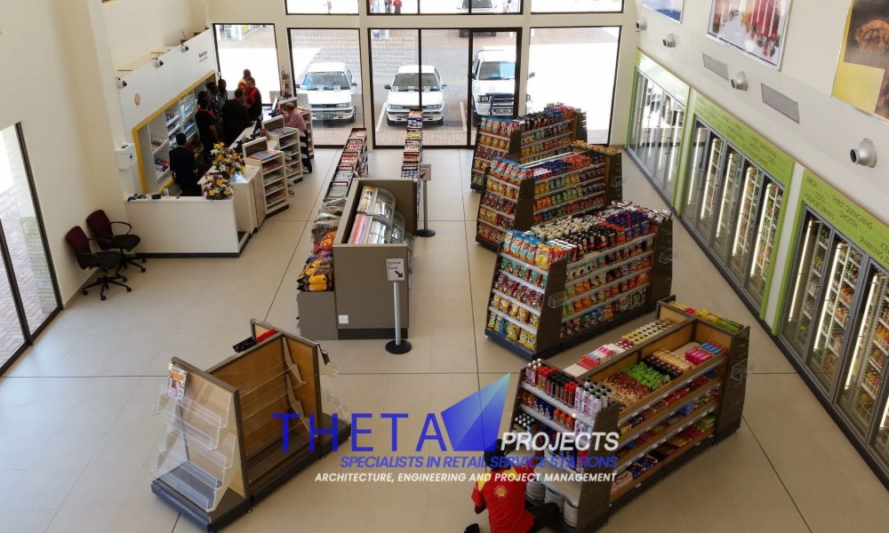 Theta Projects Brand New Site in Zeerust, North West Province for client Shell - Shell Ultra. Petrol station Pumps Finished construction shop