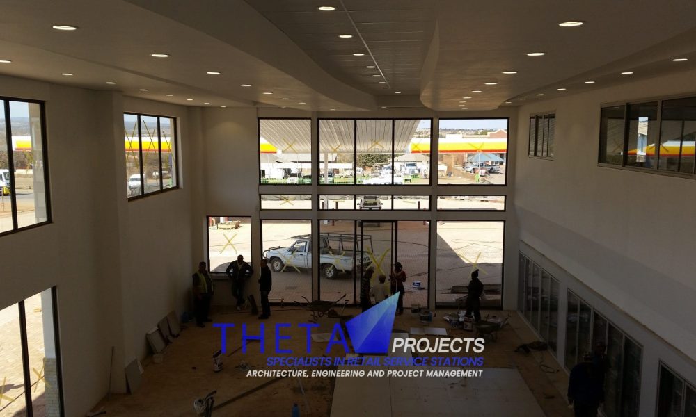Theta Projects Brand New Site in Zeerust, North West Province for client Shell - Shell Ultra. Petrol station shop shell just before completion 1