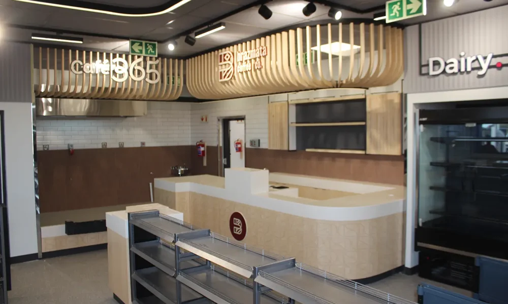 Retail fuel station project Carlswald Bakery 365 counter and display area inside the Carlswald Quickshop