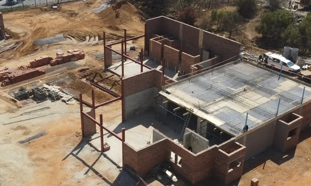 Retail fuel station project Carlswald brickwork and structural frames for the retail buildings under construction