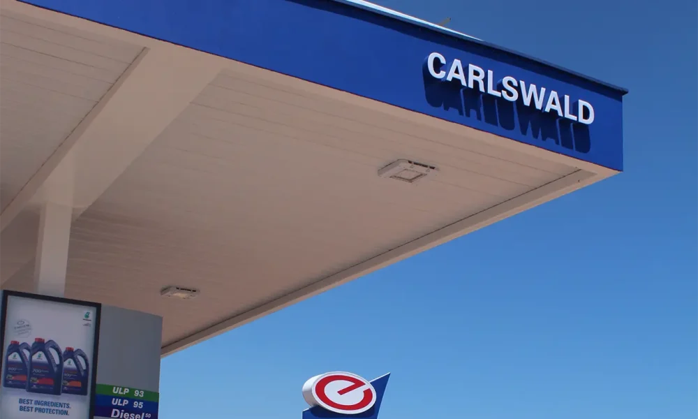 Retail fuel station project Carlswald Engen canopy and forecourt signage after completion