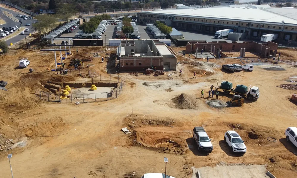 Retail fuel station project Carlswald multi-building construction, earthworks and site access in progress
