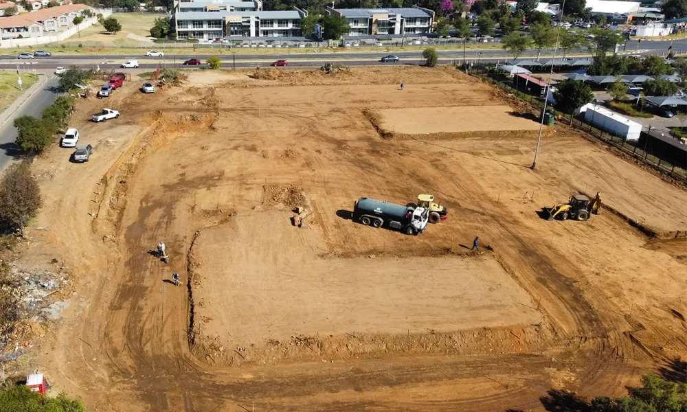 Retail fuel station project Carlswald site cleared and prepared before construction began