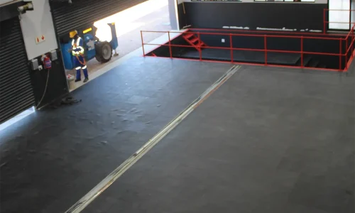 Retail fuel station project Carlswald completed Supa Quick workshop bay with floor markings and service equipment