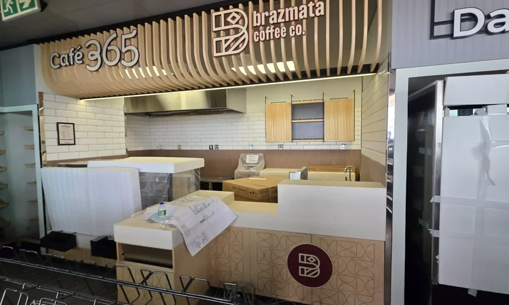 retail fuel station Kempton Park Quickshop bakery fit-out with Cafe 365 and Brazmata Coffee branding