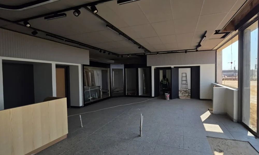 retail fuel station Kempton Park Quickshop interior fit-out with ceiling, flooring and counter areas