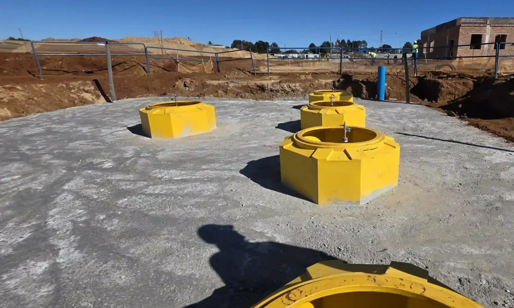 retail fuel station Kempton Park tank farm access points on completed concrete slab