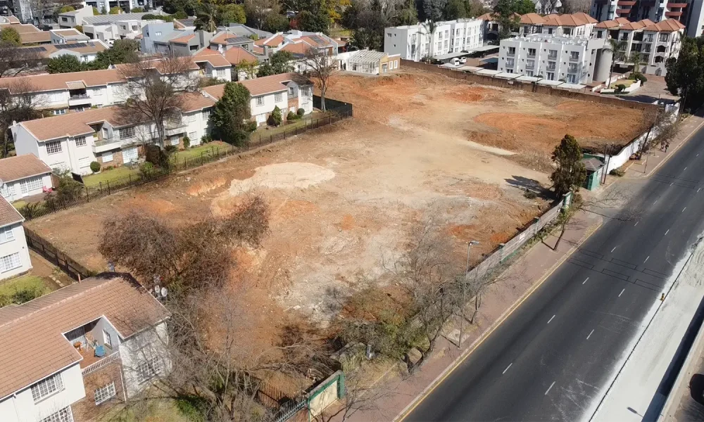 Retail fuel station project Sandton before aerial view
