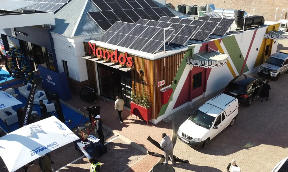 Nando’s building at retail fuel station project Sandton