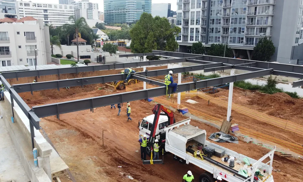 Service station construction coordination canopy progress Sandton