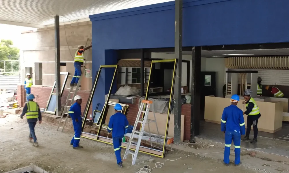 Shopfront construction during the retail fuel station project Jeff Masemola